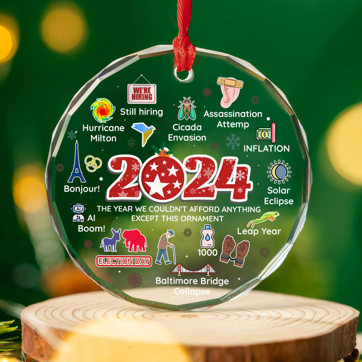 Notable Events 2024 Christmas - Glass Ornament - Image 3