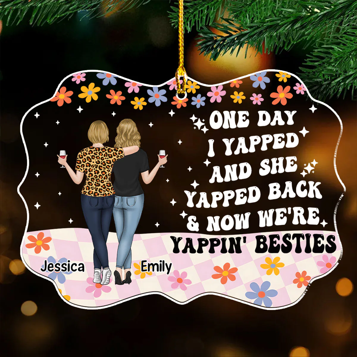 Now We Are Yapping Besties - Personalized Custom Acrylic Ornament - Image 2