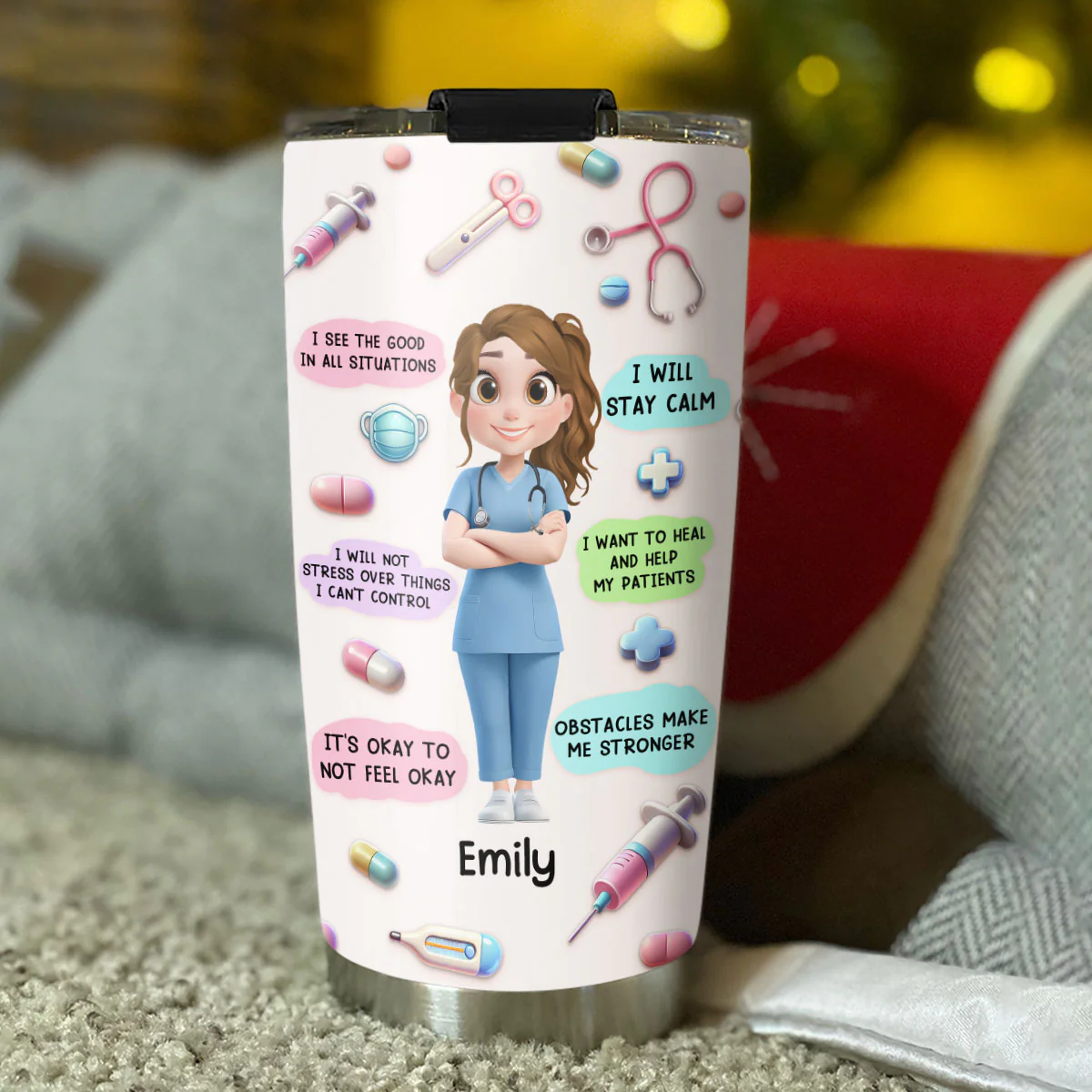 Nurse Daily Affirmations - Personalized Custom 3D Effect Tumbler - Image 3