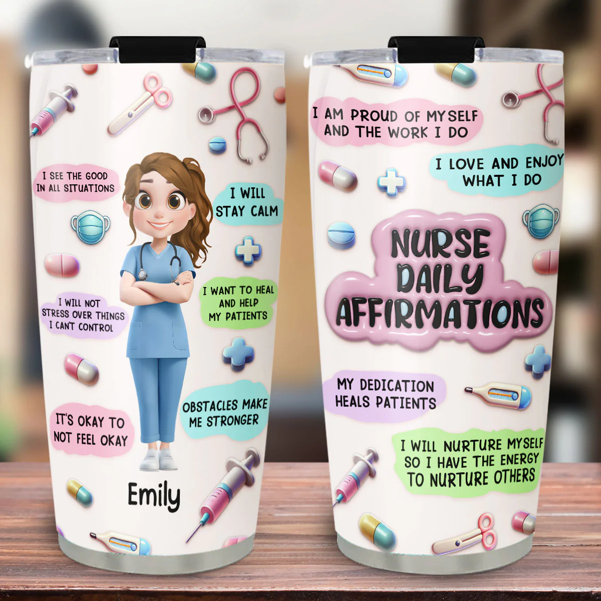 Nurse Daily Affirmations - Personalized Custom 3D Effect Tumbler - Image 5