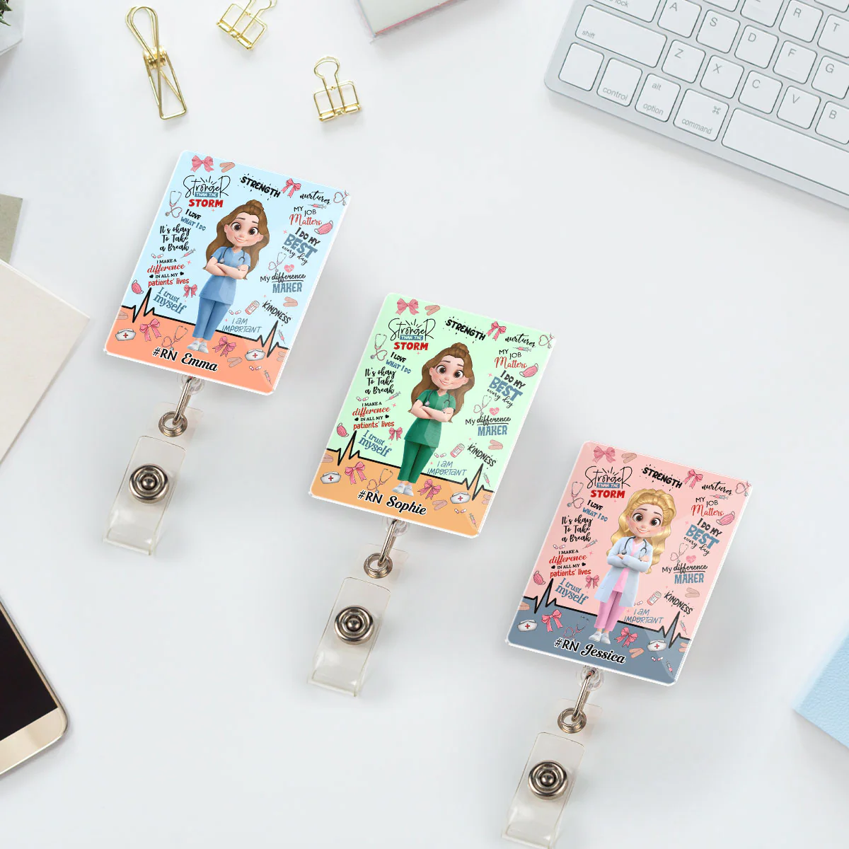 Nurse Doctor Daily Affirmations - Personalized Custom Acrylic Badge Reel - Image 3