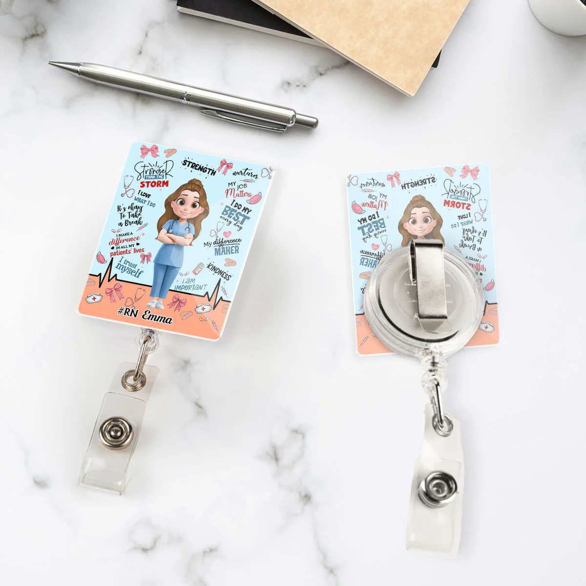 Nurse Doctor Daily Affirmations - Personalized Custom Acrylic Badge Reel - Image 4