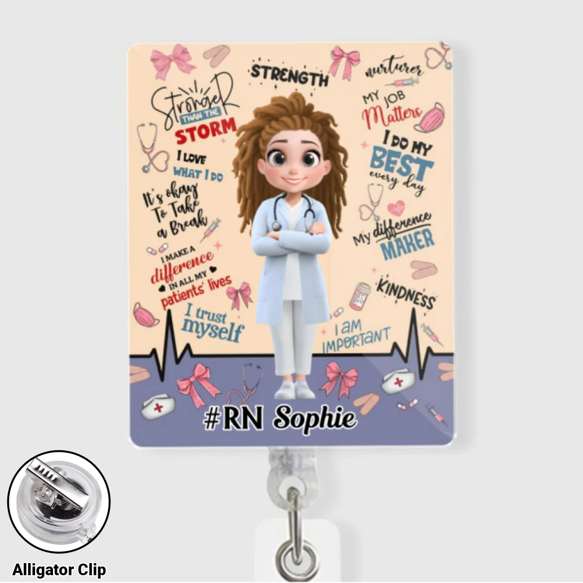 Nurse Doctor Daily Affirmations - Personalized Custom Acrylic Badge Reel - Image 7