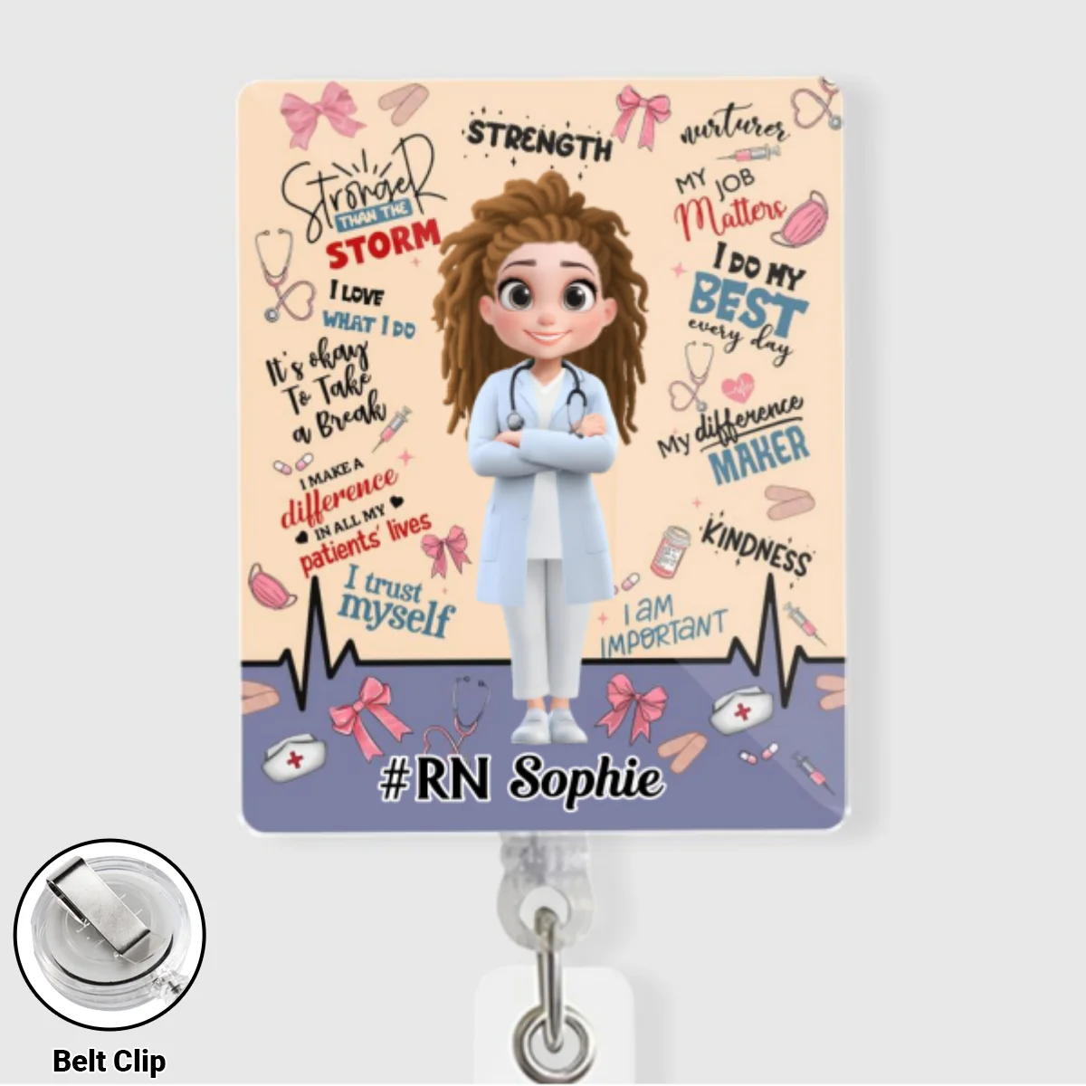 Nurse Doctor Daily Affirmations - Personalized Custom Acrylic Badge Reel - Image 8