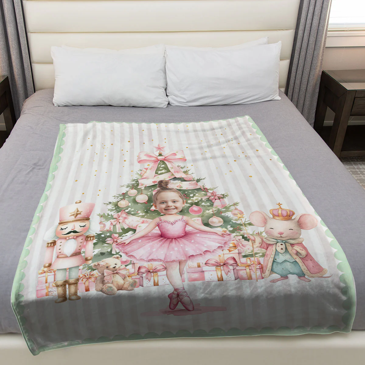 Nutcracker Ballerina Custom Face - Personalized Custom Fleece Blanket - Image 5