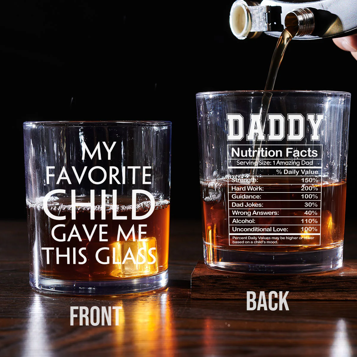 Nutrition Facts Of Dad - Personalized Custom Whiskey Glass - Image 3