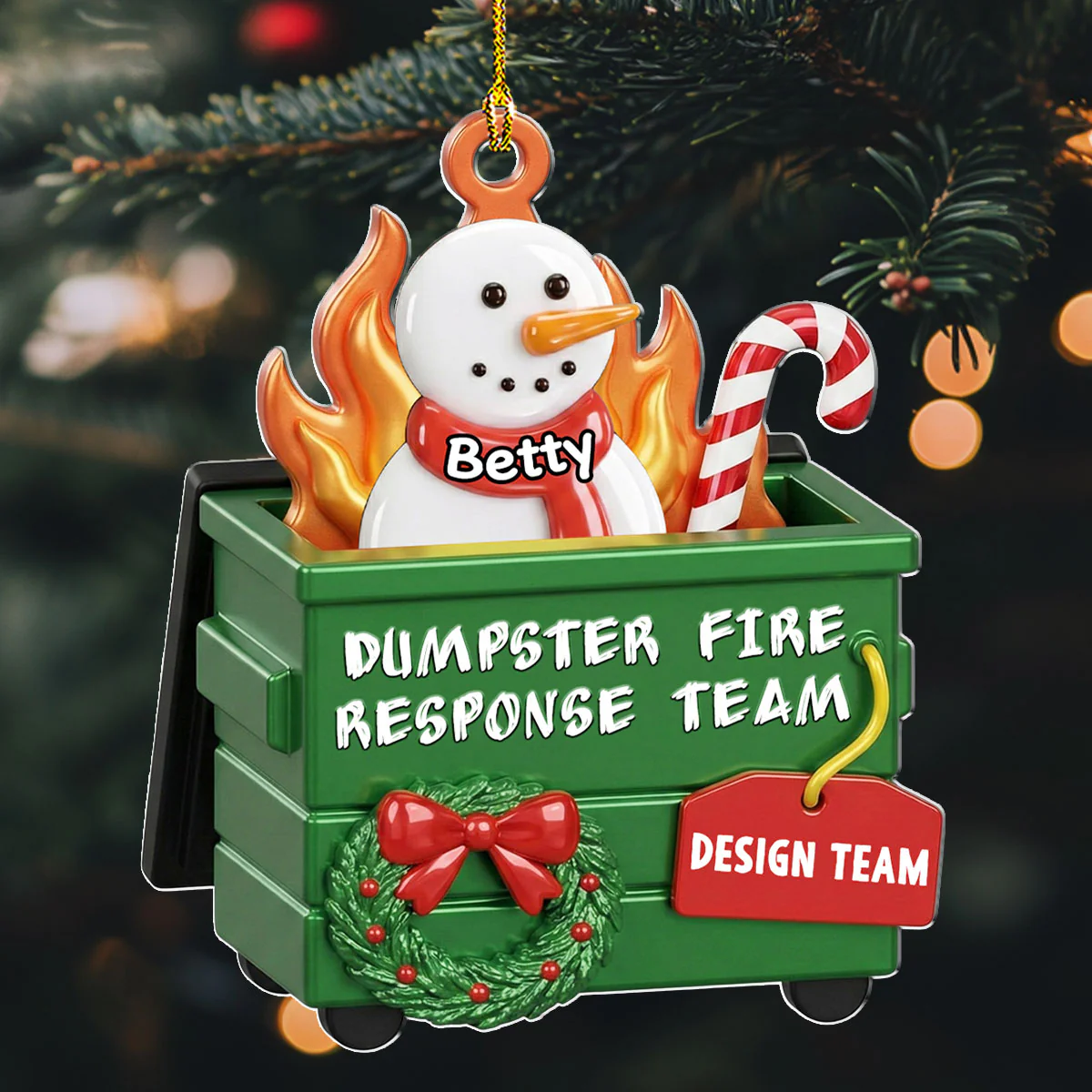 Official Dumpster Fire Rescue Squad - Personalized Custom Acrylic Ornament - Image 2
