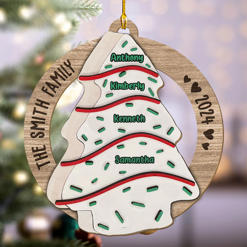 Oh Family Christmas Tree - Personalized Custom Wood Ornament - Image 2