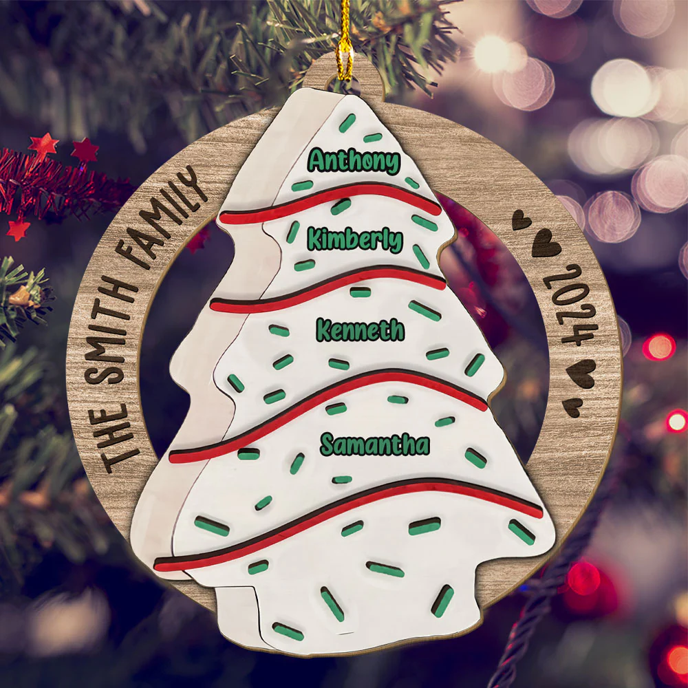 Oh Family Christmas Tree - Personalized Custom Wood Ornament - Image 3