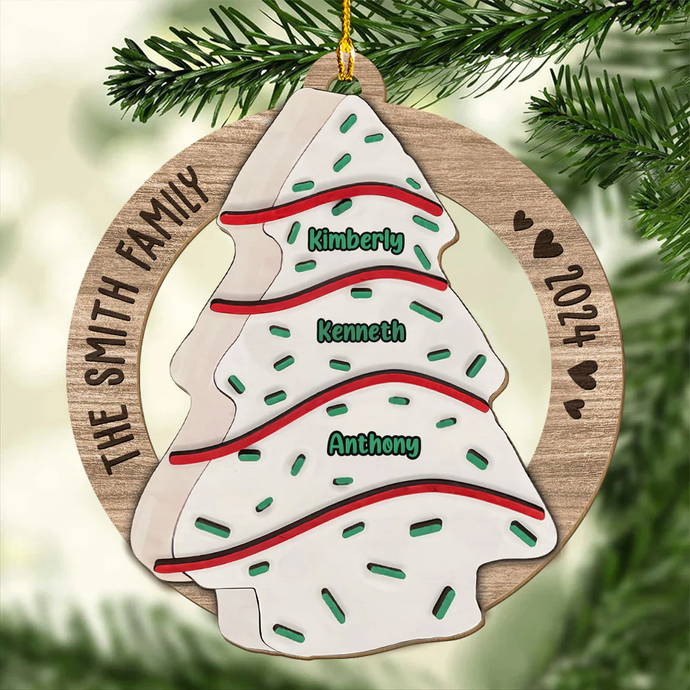 Oh Family Christmas Tree - Personalized Custom Wood Ornament - Image 4