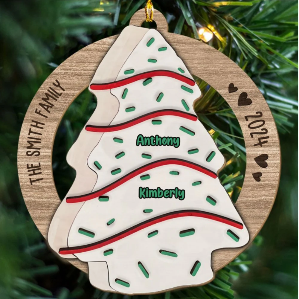 Oh Family Christmas Tree - Personalized Custom Wood Ornament - Image 6