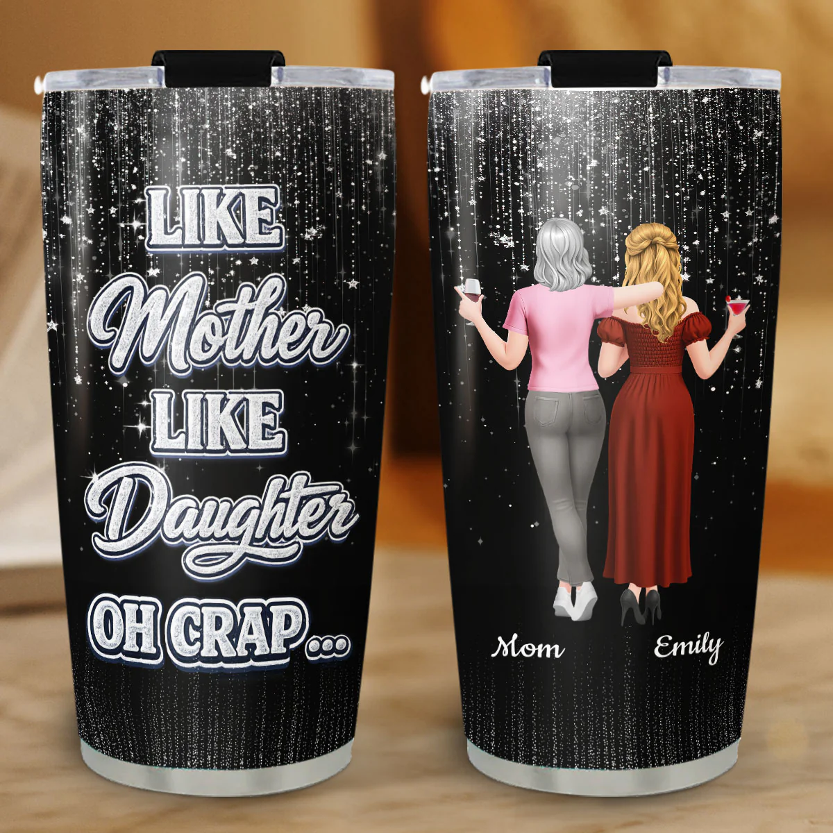 Oh Mother And Daughter - Personalized Custom Tumbler - Image 3
