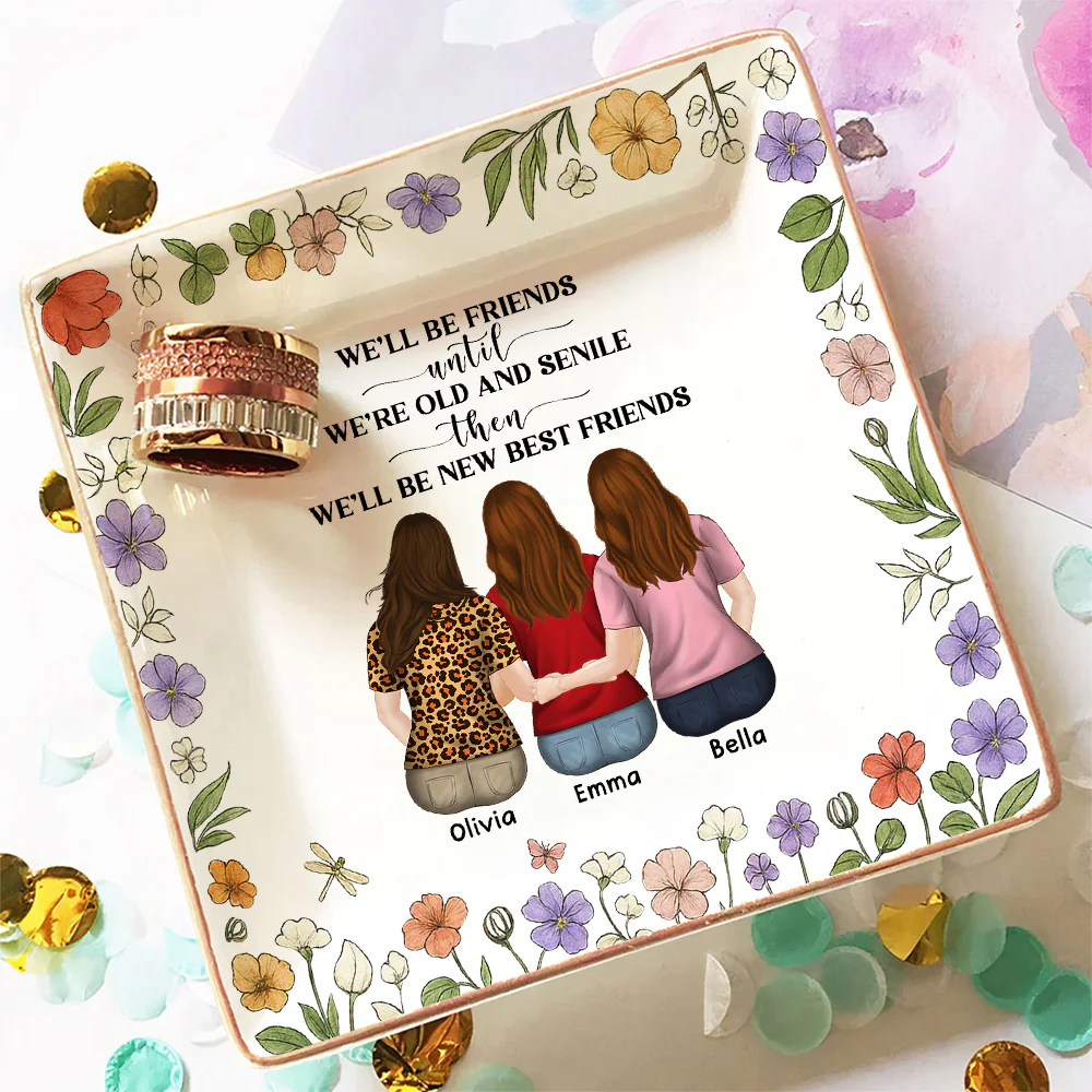 Old And Senile Still Besties - Personalized Custom Jewelry Dish - Image 2