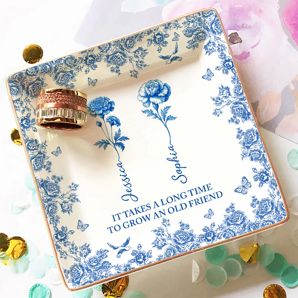 Old Friend Bloom - Personalized Custom Jewelry Dish - Image 3