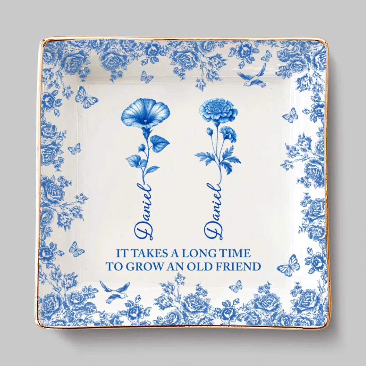 Old Friend Bloom - Personalized Custom Jewelry Dish - Image 6