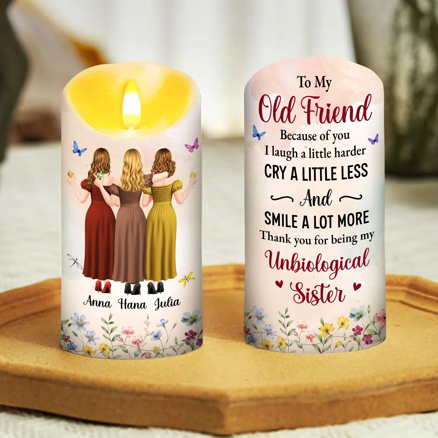 Old Friend Unbiological Sister - Personalized Custom LED Candle - Image 4