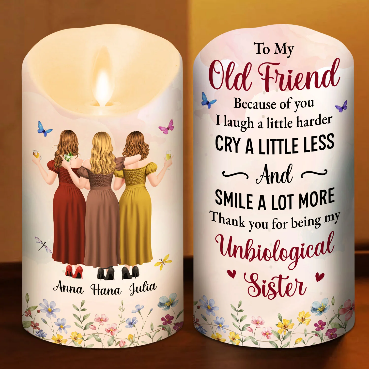 Old Friend Unbiological Sister - Personalized Custom LED Candle - Image 5