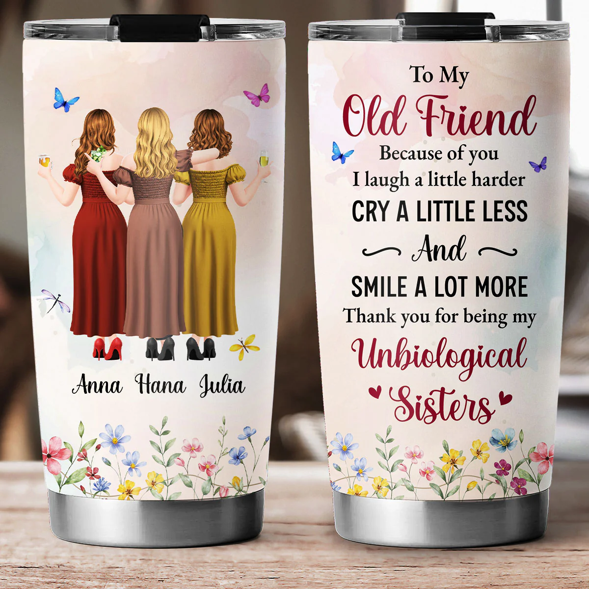 Old Friend Unbiological Sister - Personalized Custom Tumbler - Image 3