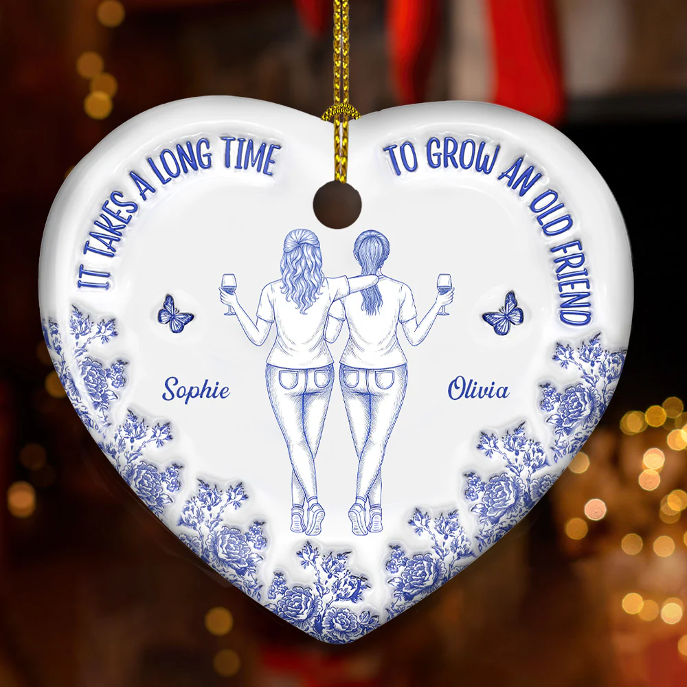 Old Friends Grow Together - Personalized Custom 3D Inflated Effect Ceramic Ornament - Image 4
