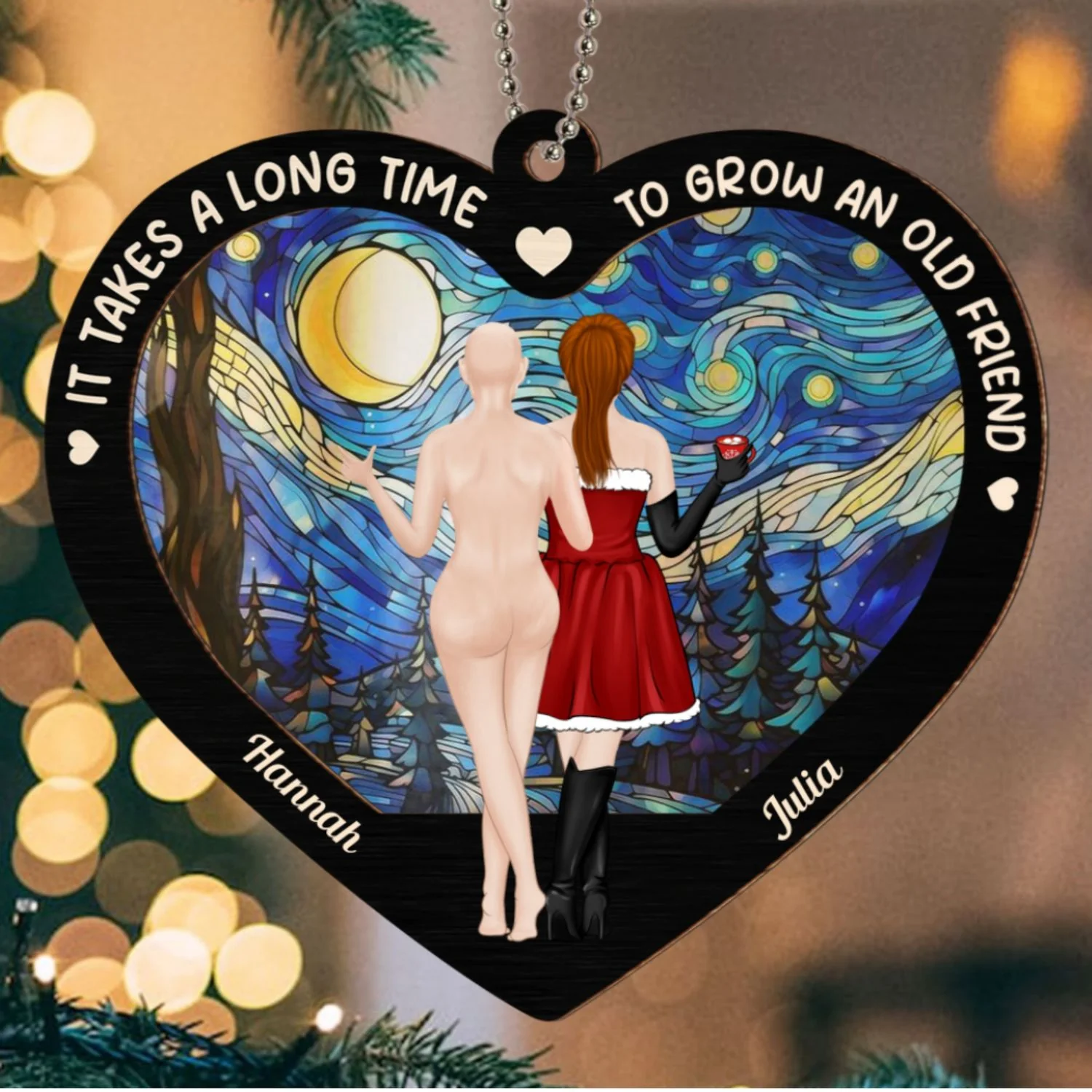 Old Friends Take Time To Grow - Personalized Custom Suncatcher Ornament - Image 6