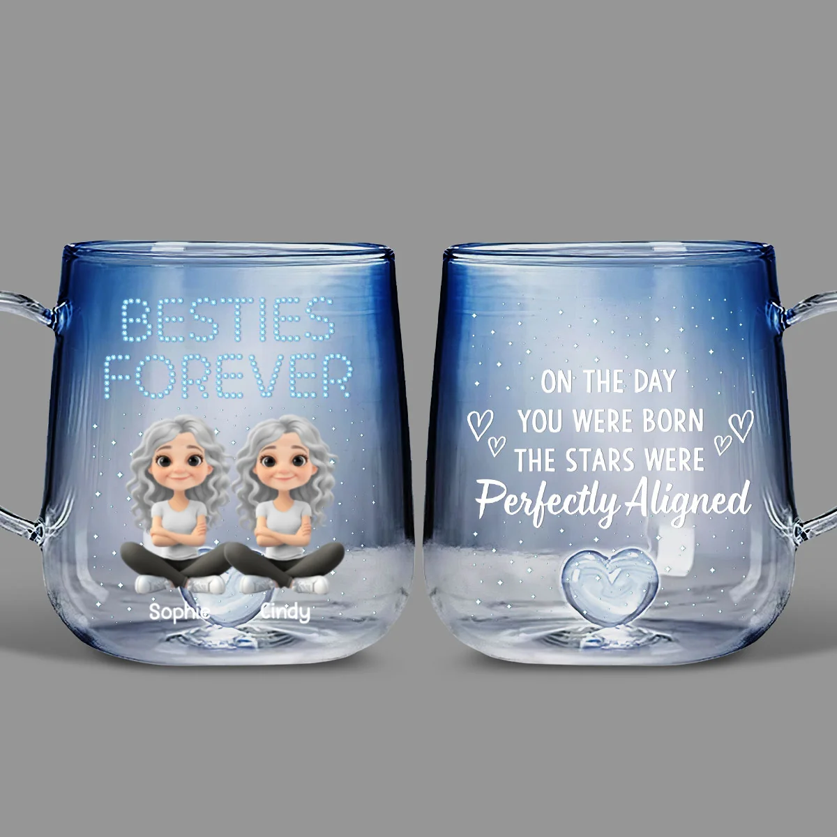 On The Day You Were Born - Personalized Custom Blue Gradient Glass Mug - Image 6