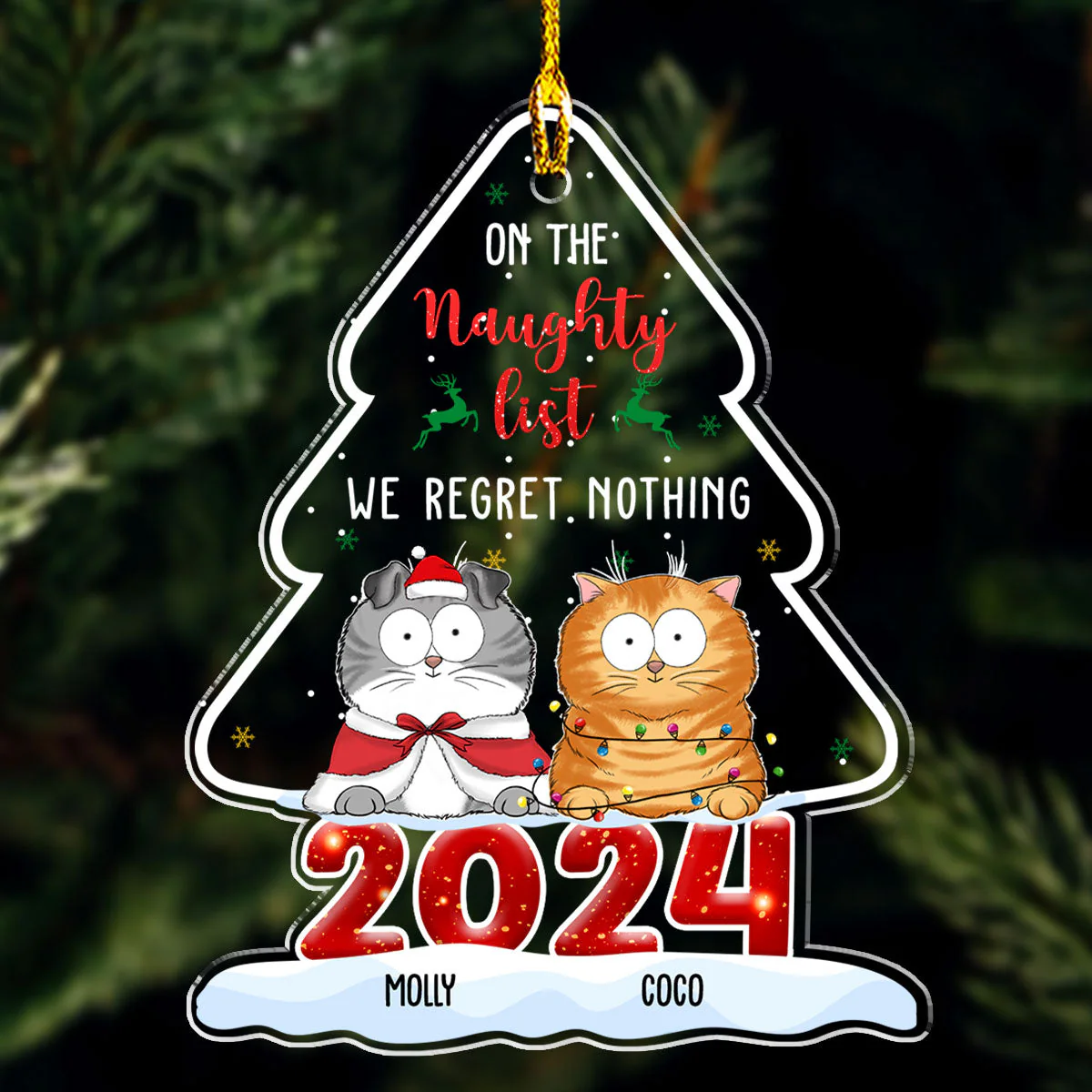 On The Naughty List - Personalized Custom Acrylic Ornament - Image 4