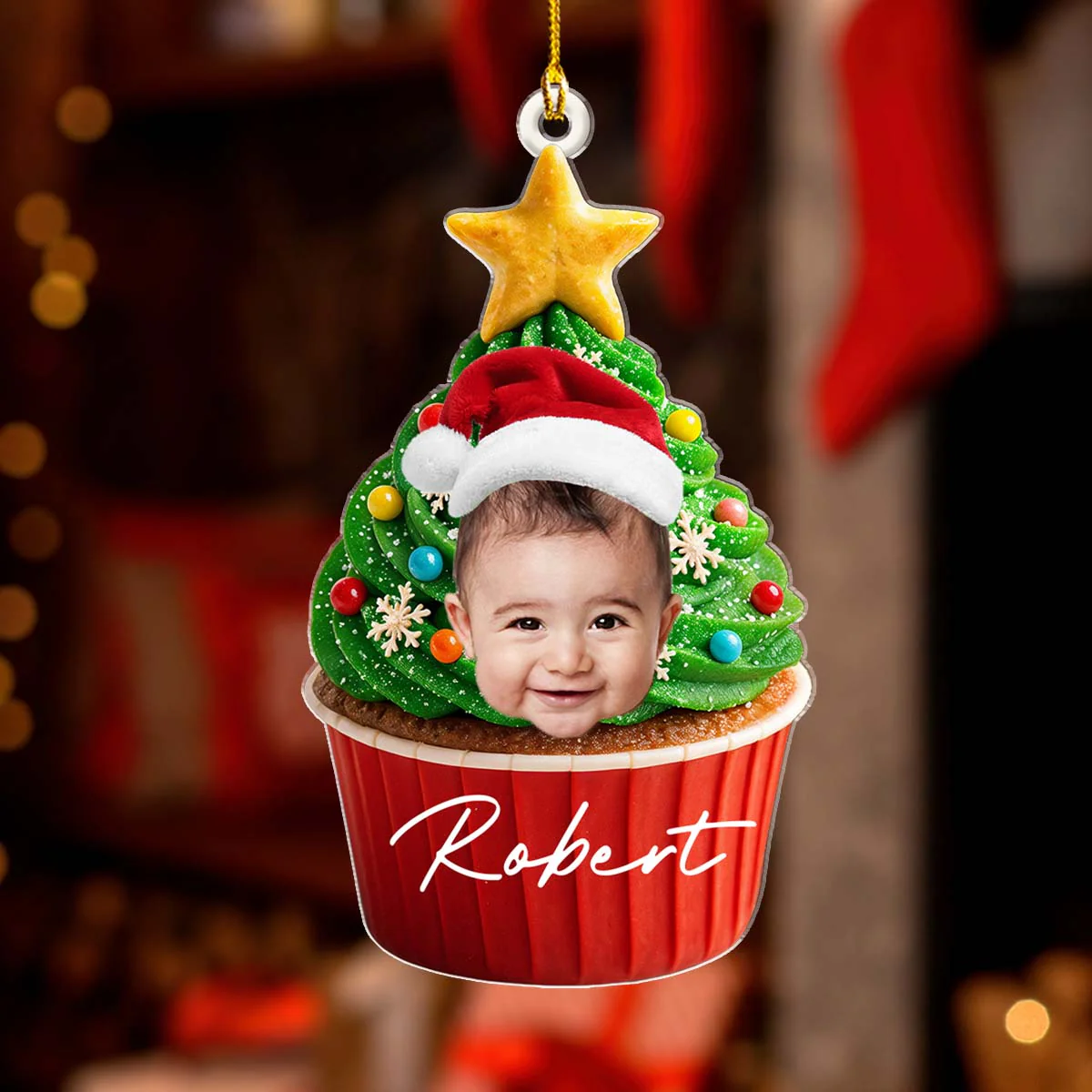On Top Of Cupcake - Personalized Custom Acrylic Ornament - Image 2