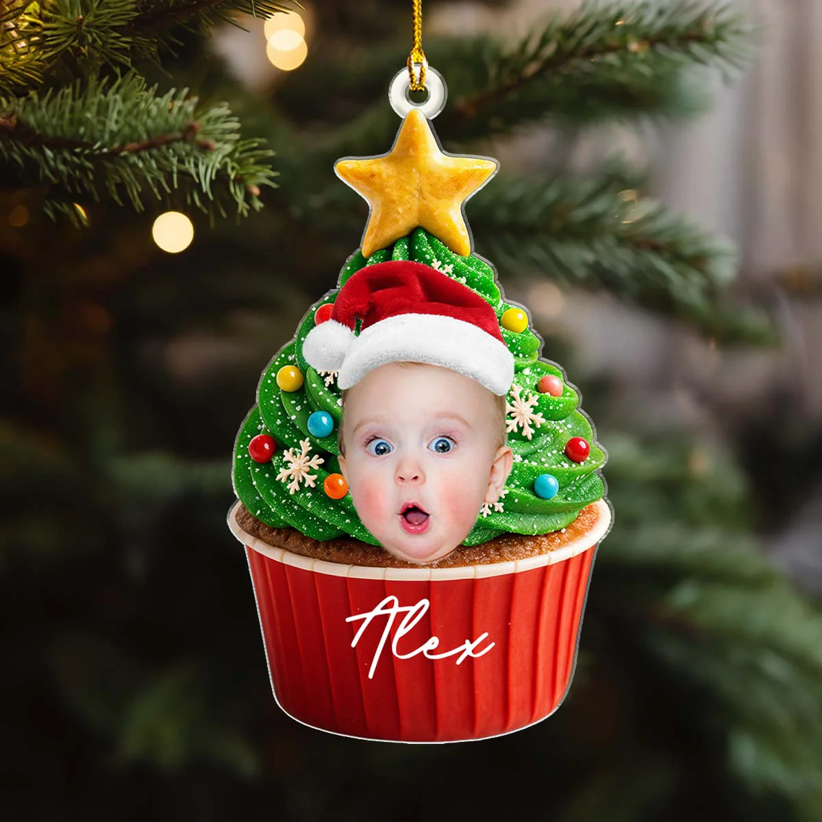On Top Of Cupcake - Personalized Custom Acrylic Ornament - Image 3
