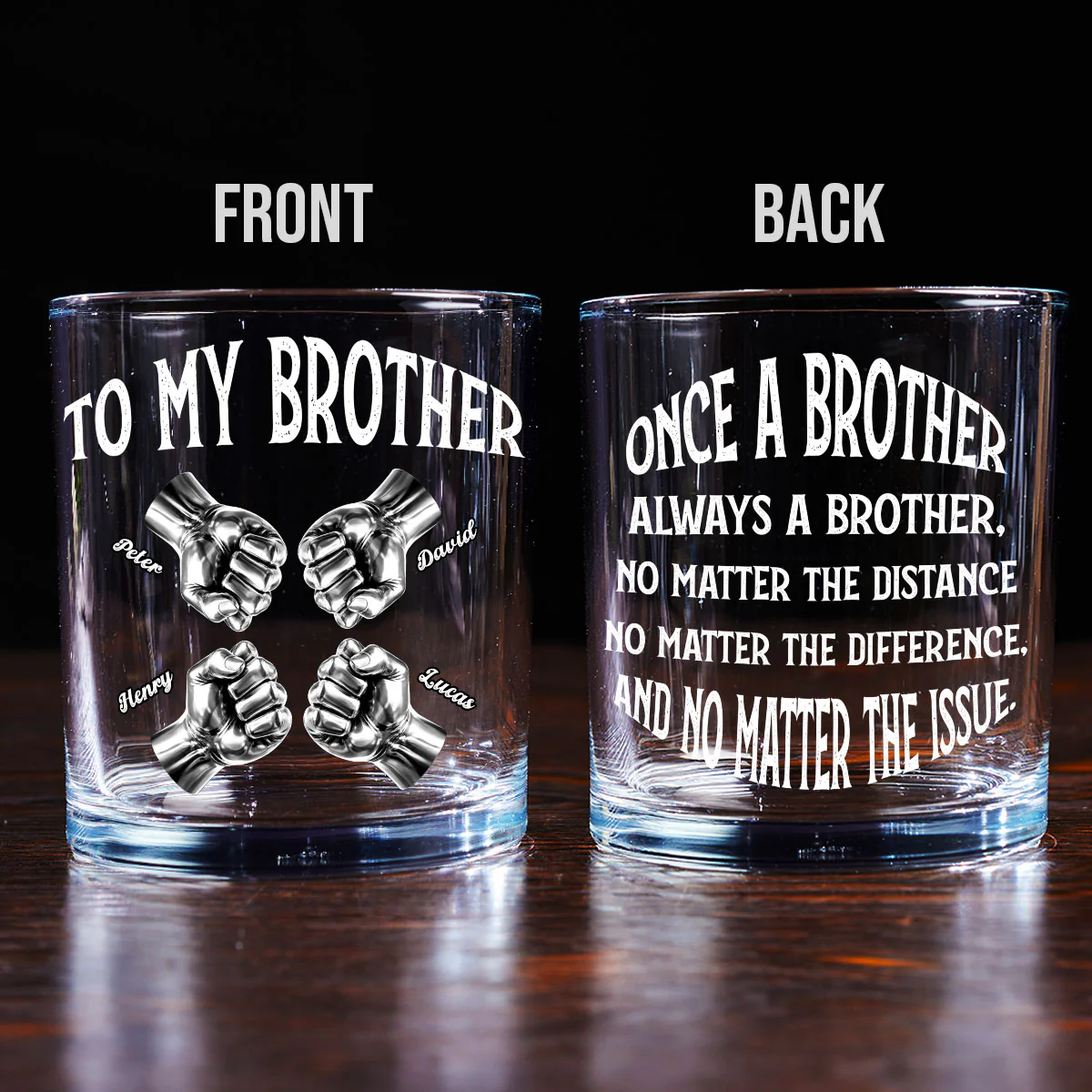 Once A Brother And Always A Brother - Personalized Custom Whiskey Glass - Image 5