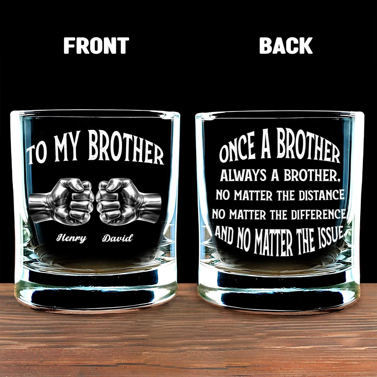 Once A Brother And Always A Brother - Personalized Custom Whiskey Glass - Image 7