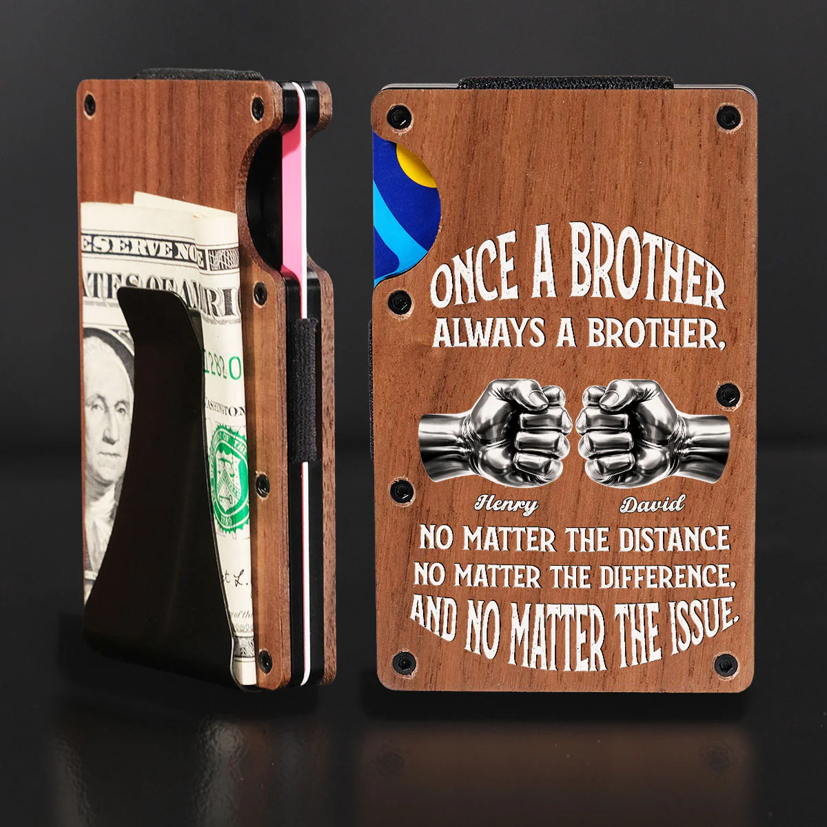 Once A Brother And Always A Brother - Personalized Custom Wooden Card Holder