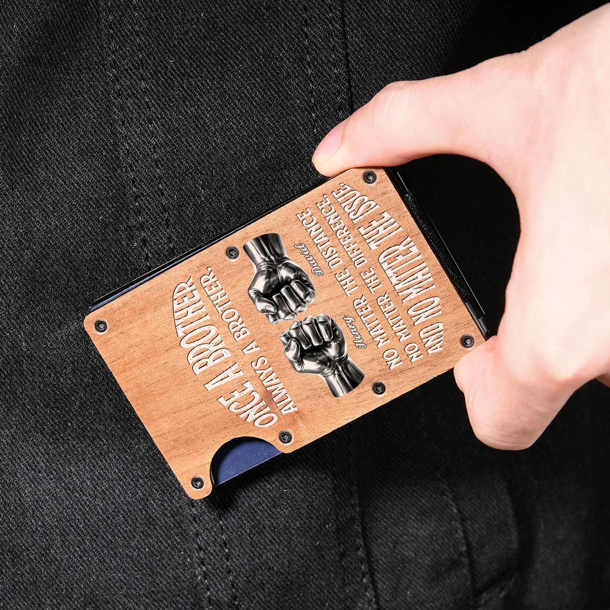 Once A Brother And Always A Brother - Personalized Custom Wooden Card Holder - Image 5