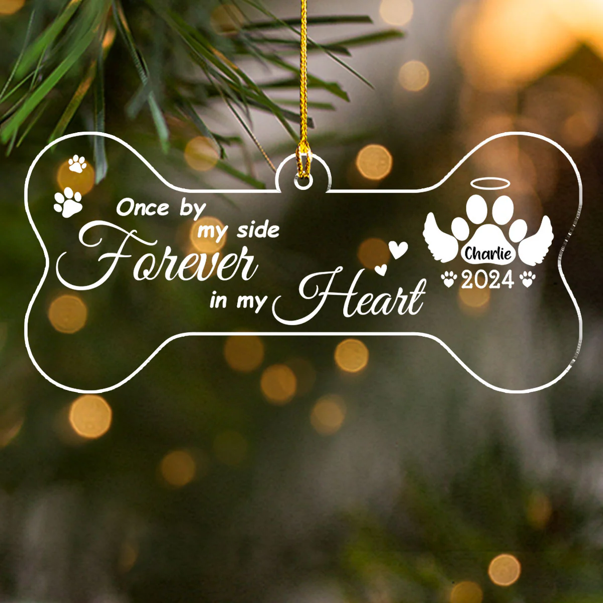 Once By My Side Forever In My Heart - Personalized Custom Acrylic Ornament - Image 2