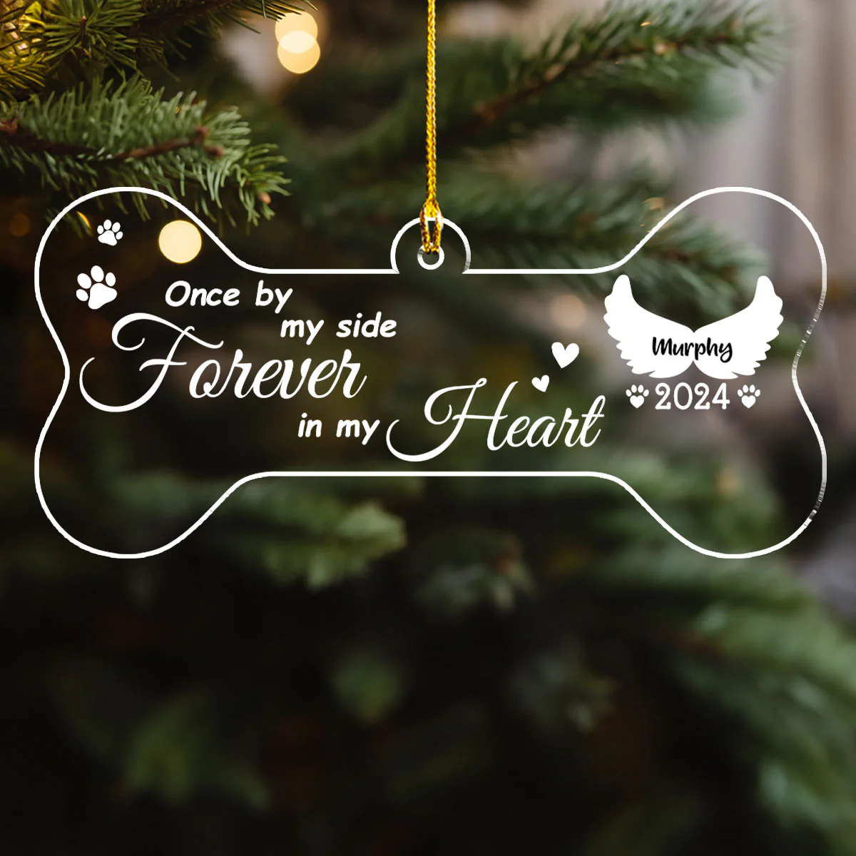 Once By My Side Forever In My Heart - Personalized Custom Acrylic Ornament - Image 3
