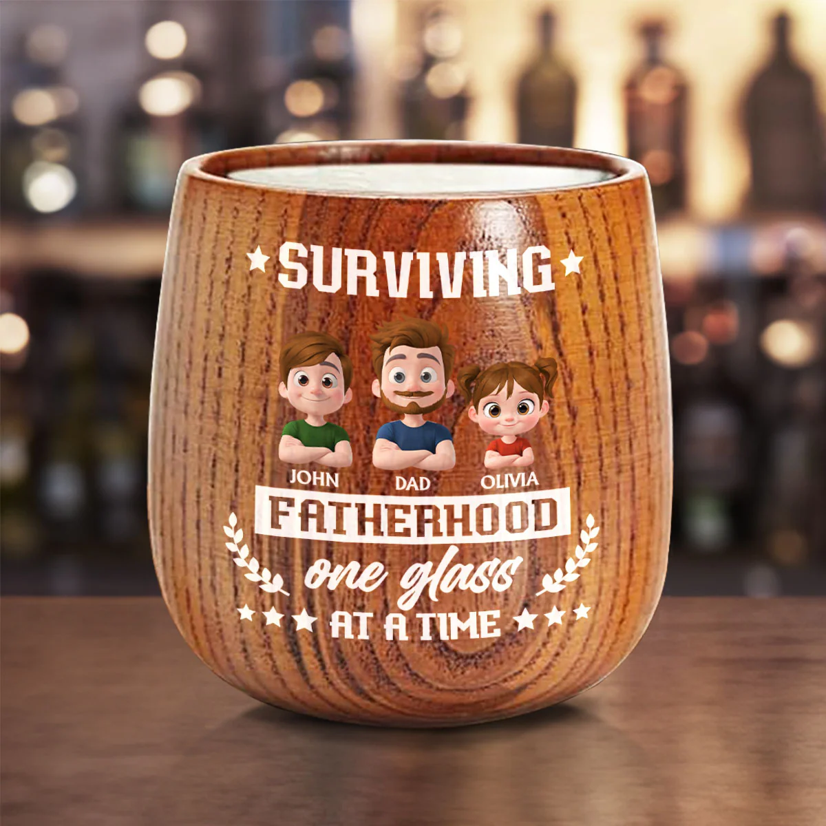 One Glass At A Time - Personalized Custom Wooden Whiskey Glass - Image 4
