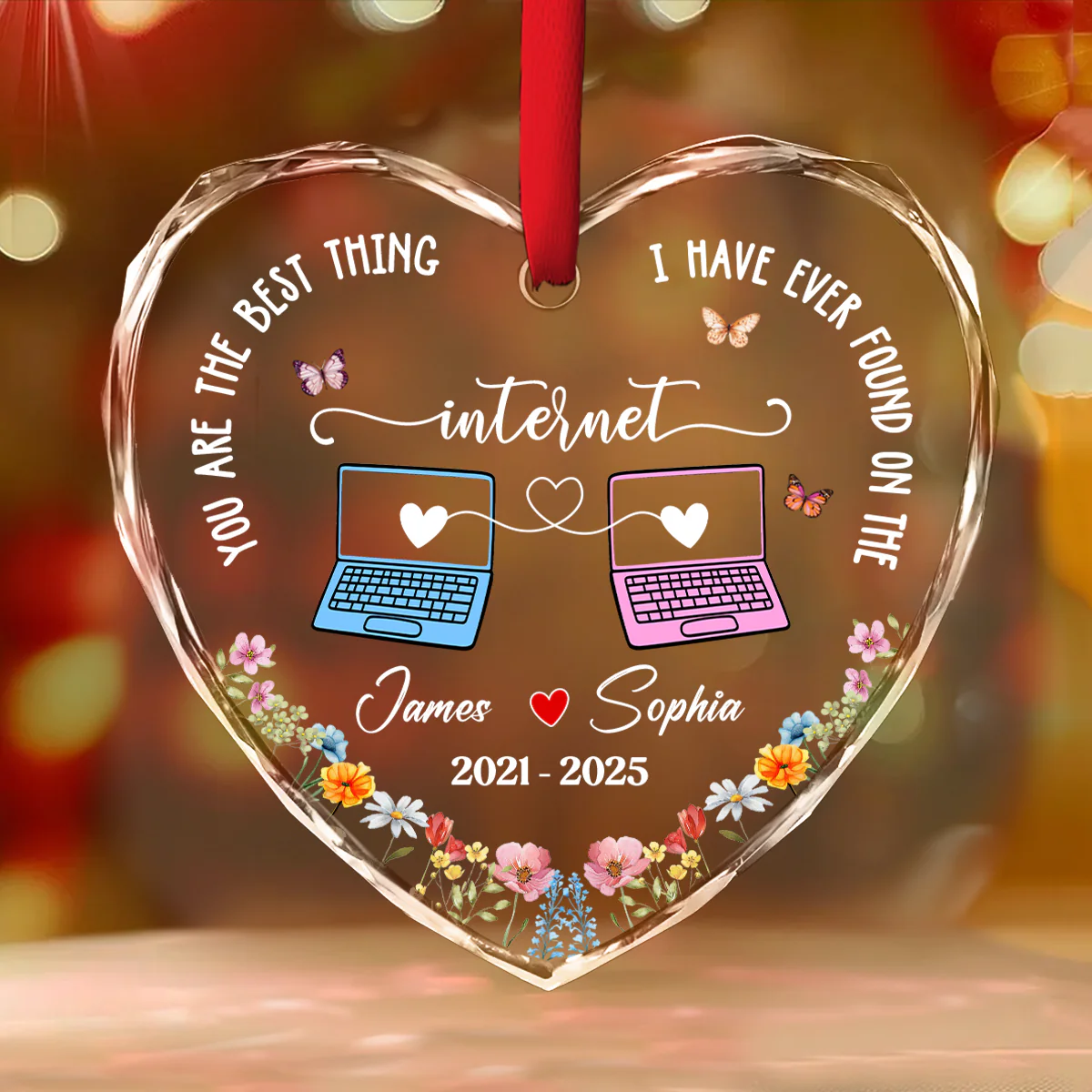 Online Lover - Personalized Custom Glass Ornament - Image 3