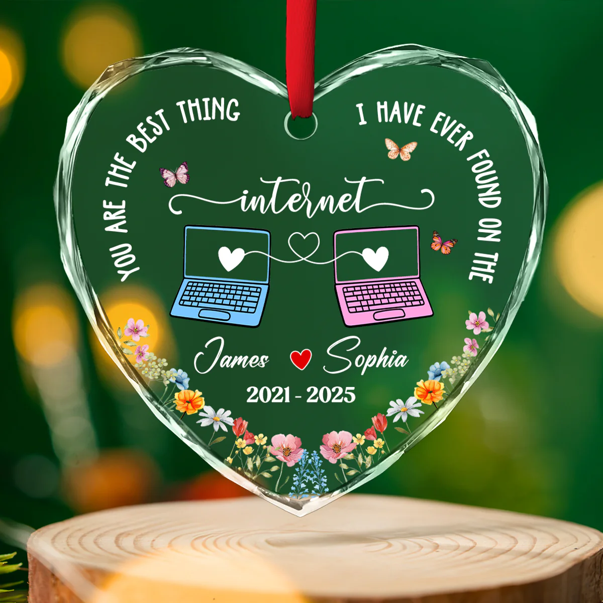 Online Lover - Personalized Custom Glass Ornament - Image 4