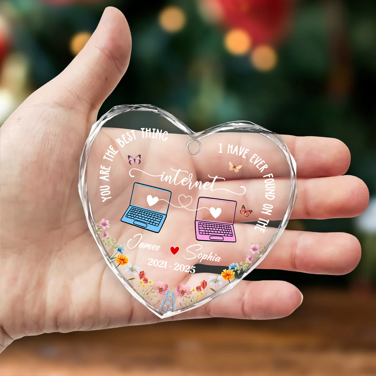 Online Lover - Personalized Custom Glass Ornament - Image 5