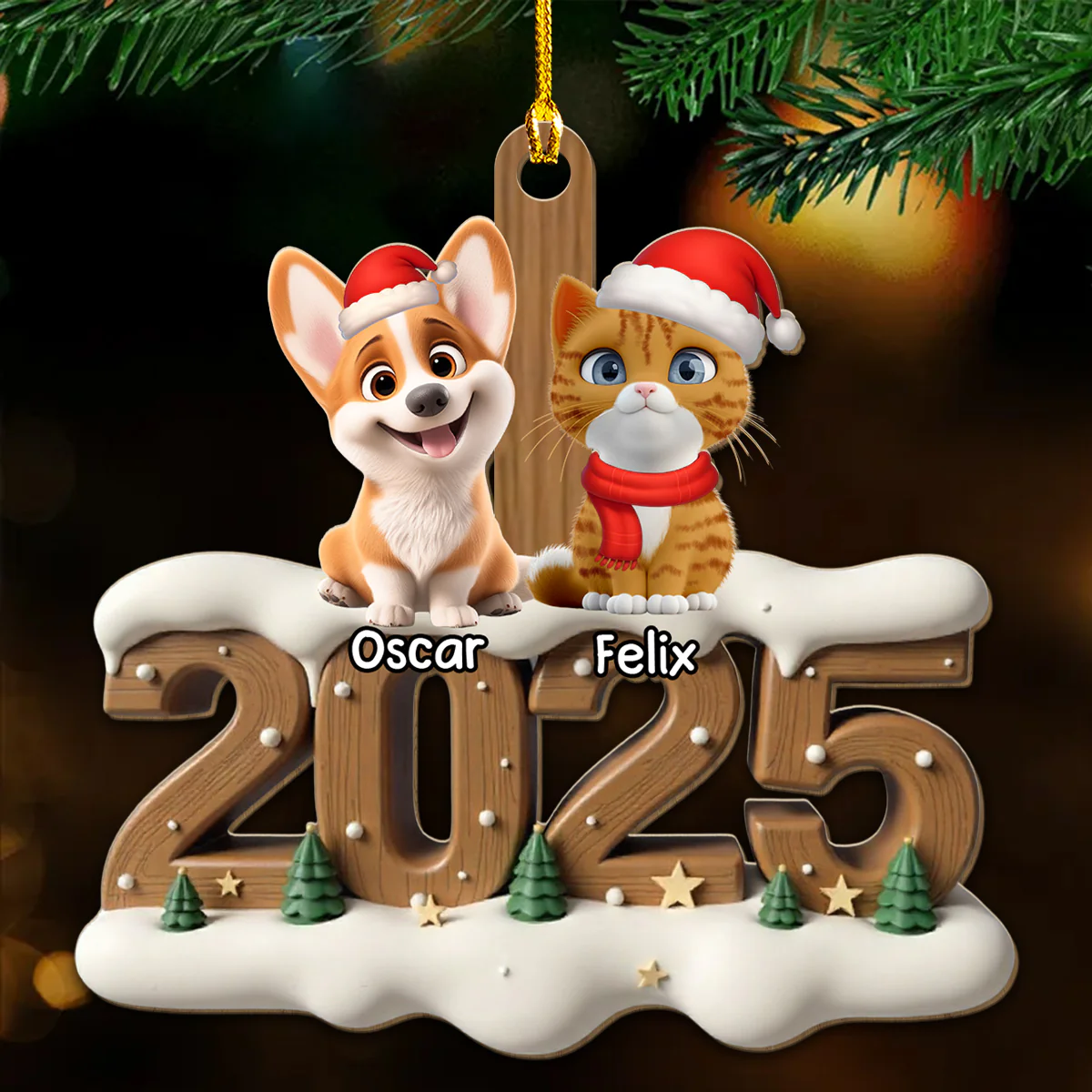 Only Them This Year - Personalized Custom 3D Effect Wood Ornament - Image 2