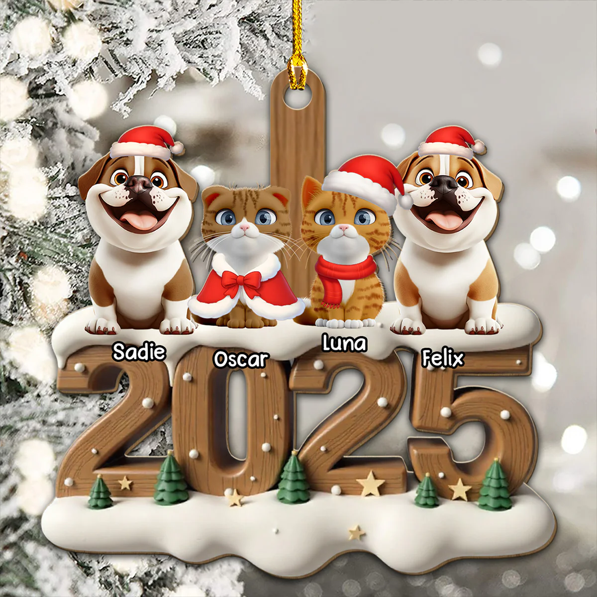 Only Them This Year - Personalized Custom 3D Effect Wood Ornament - Image 3