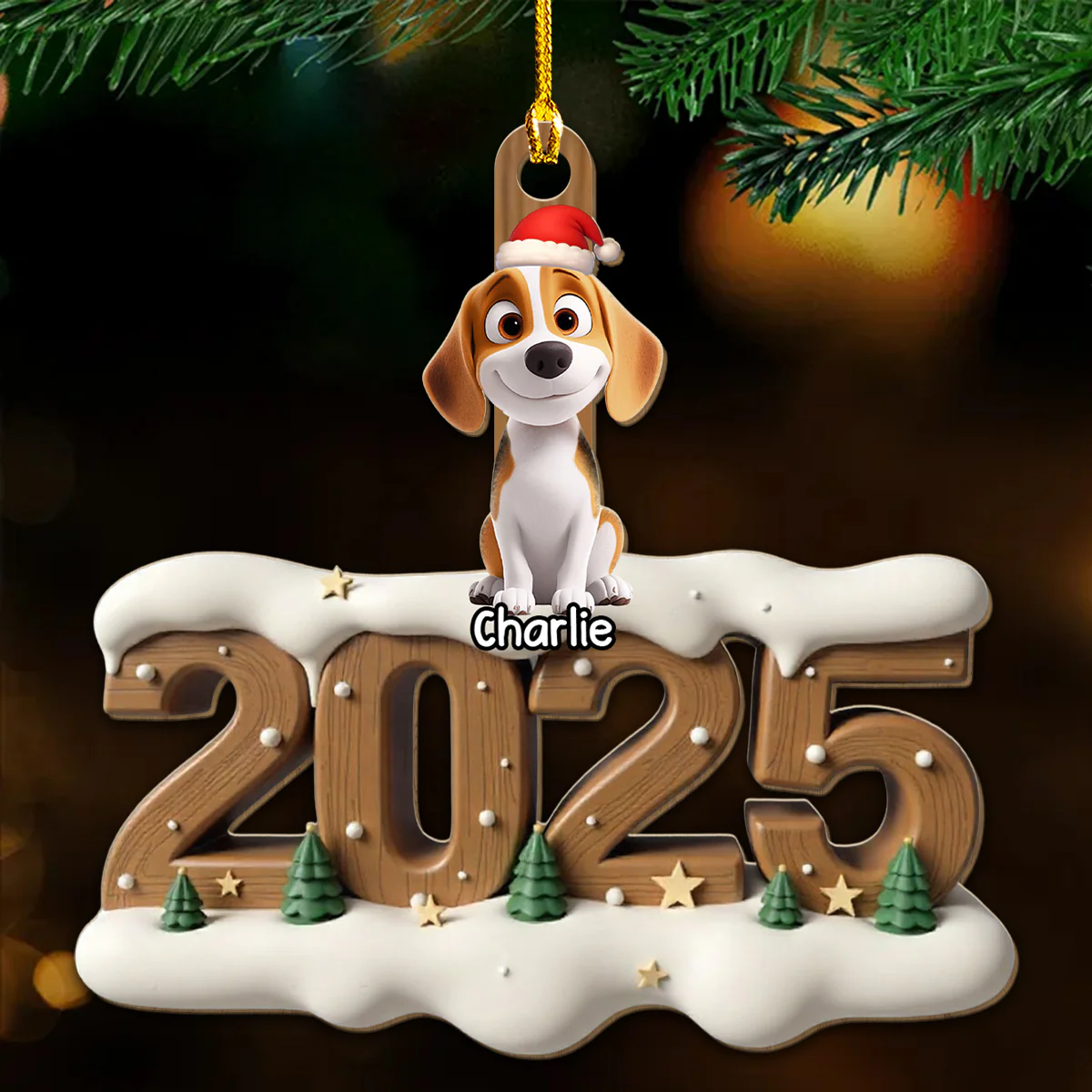 Only You This Year - Personalized Custom 3D Effect Wood Ornament - Image 2