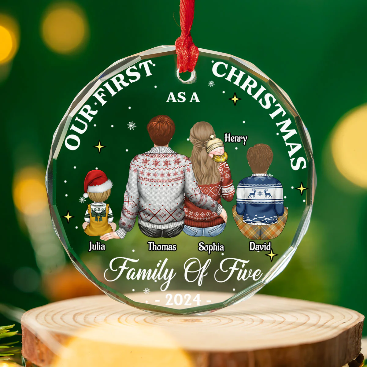 Our 1st Christmas As A Family - Personalized Custom Glass Ornament - Image 4