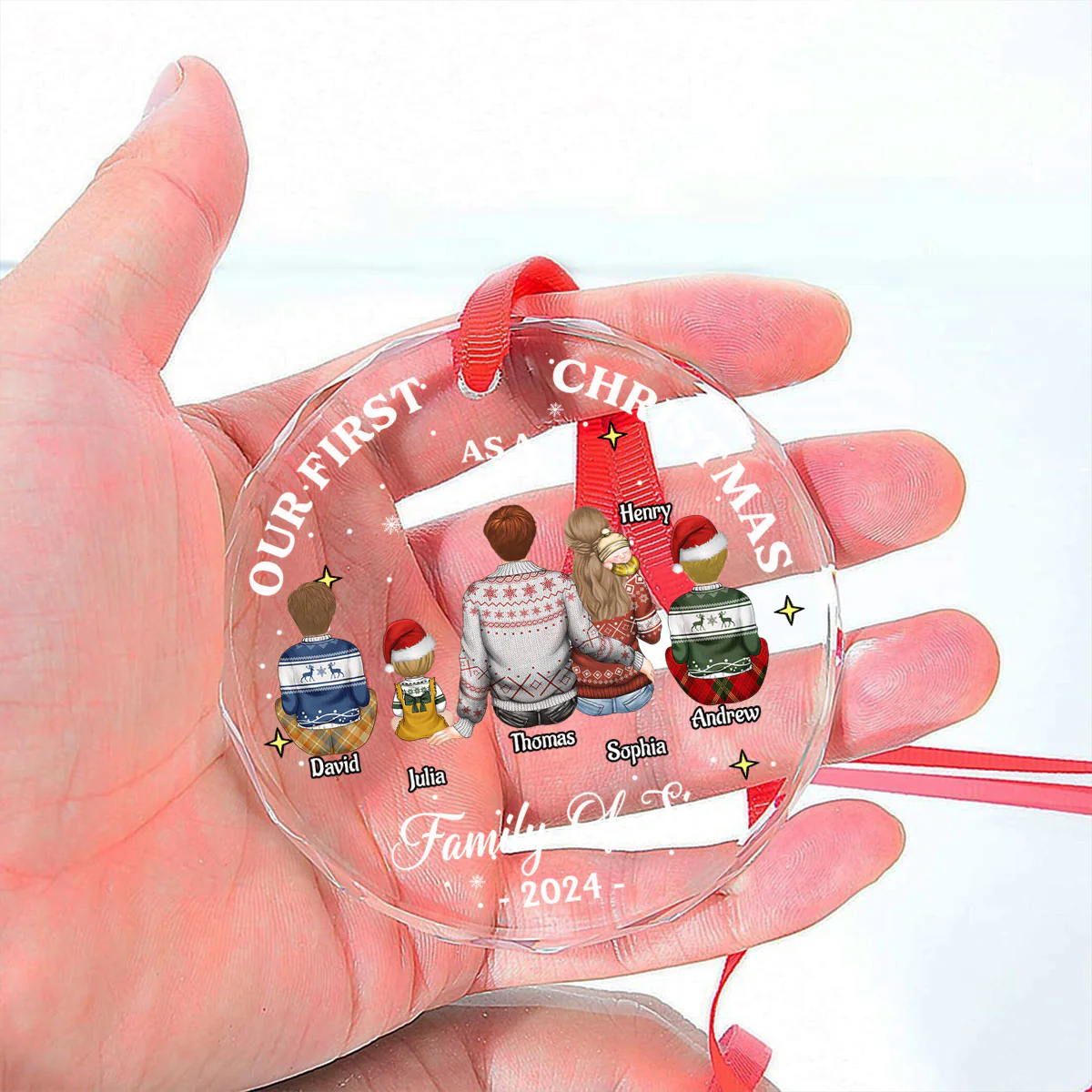 Our 1st Christmas As A Family - Personalized Custom Glass Ornament - Image 5
