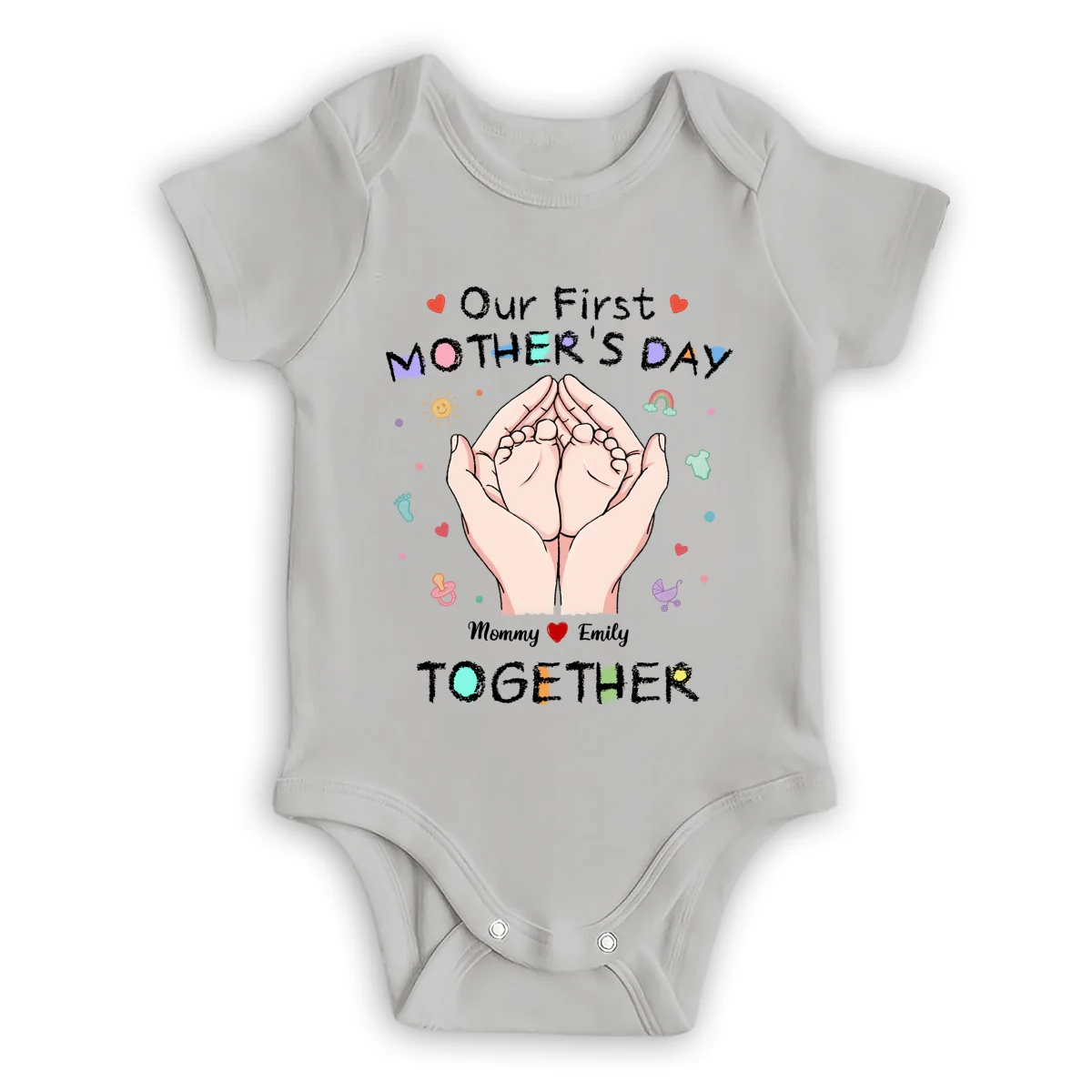 Our 1st Mothers Day - Personalized Custom Onesie - Image 7