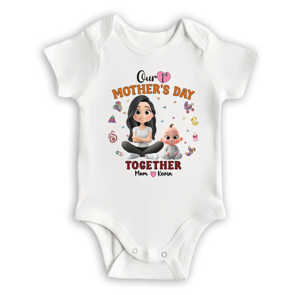 Our 1st Mothers Day Together - Personalized Custom Onesie - Image 6
