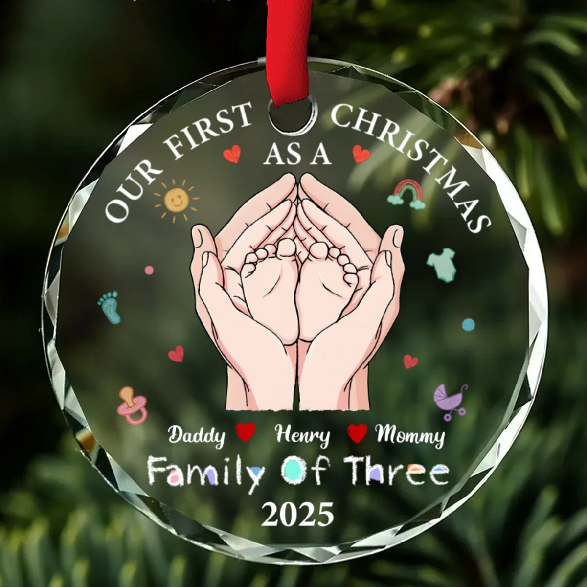 Our 1st Xmas Together - Personalized Custom Glass Ornament - Image 7