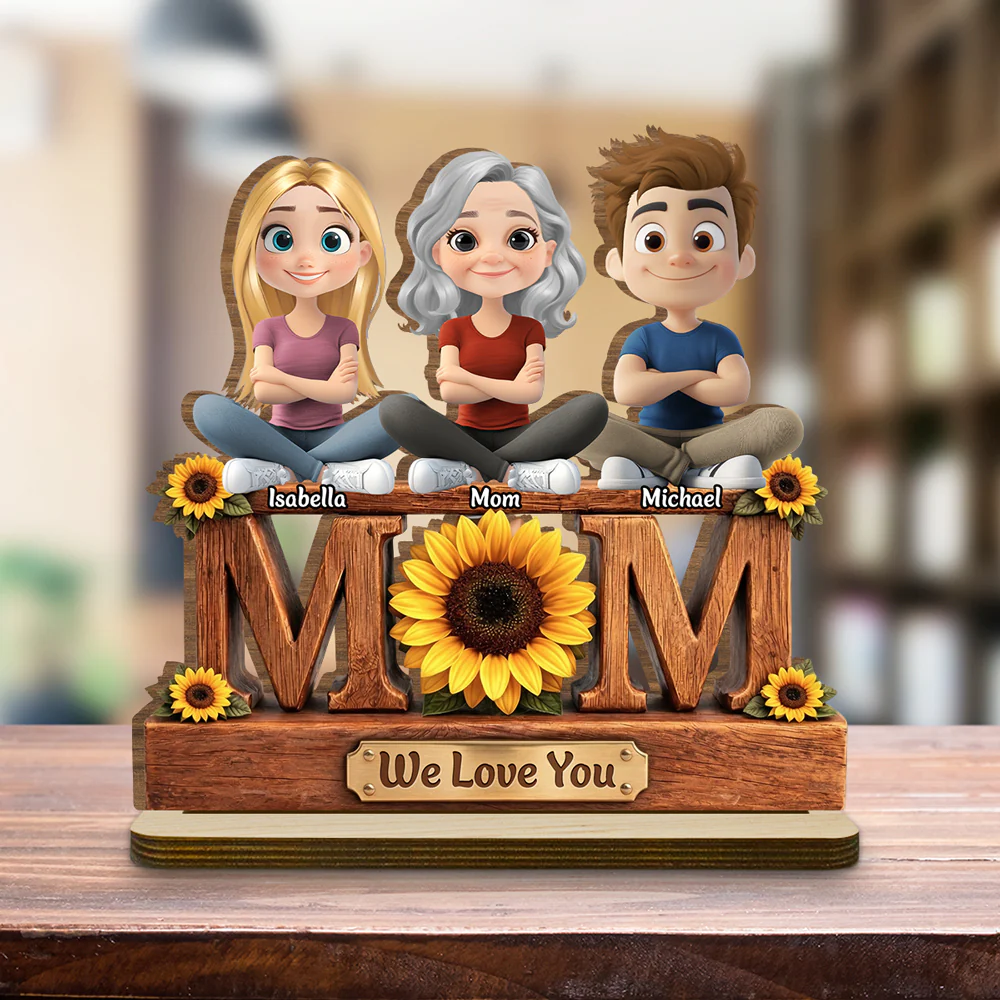 Our Amazing Mommy - Personalized Custom 2-Layer Wood Plaque With Flat Base - Image 3