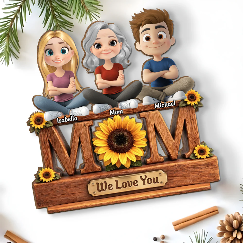 Our Amazing Mommy - Personalized Custom 2-Layer Wood Plaque With Flat Base - Image 4