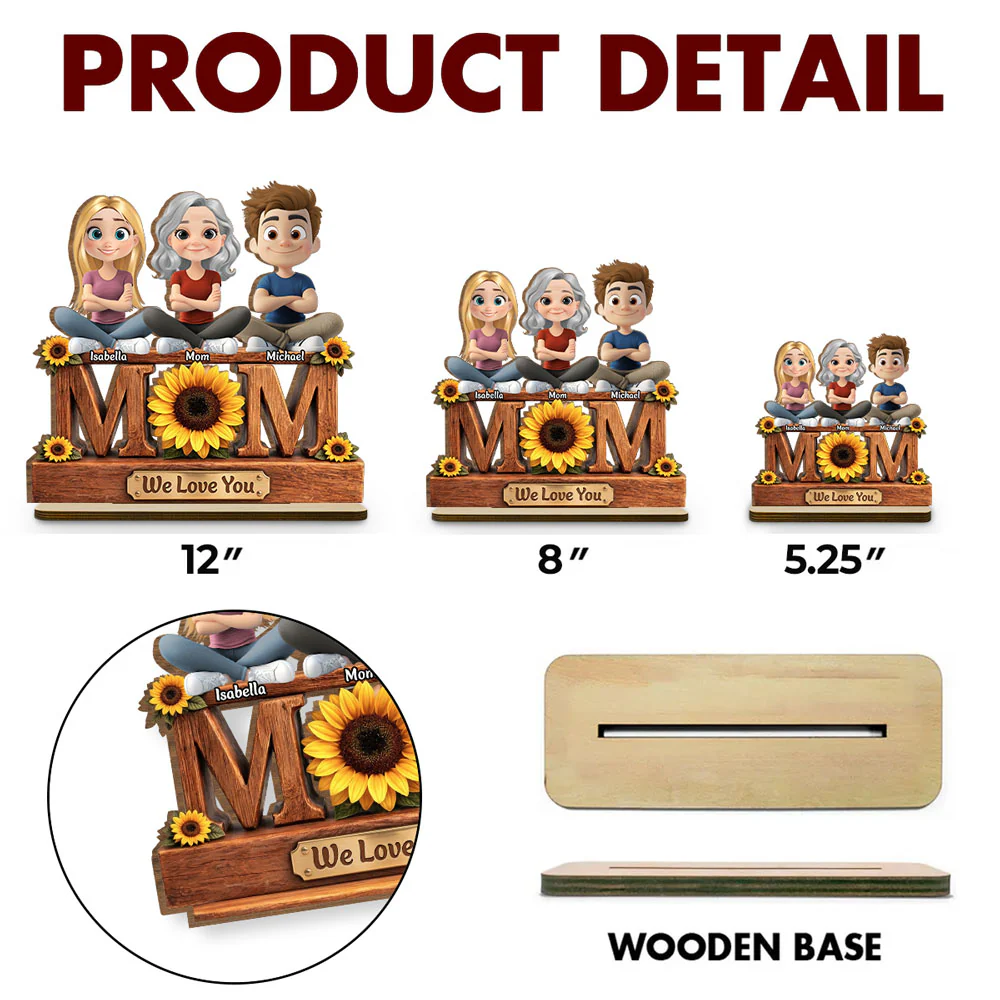 Our Amazing Mommy - Personalized Custom 2-Layer Wood Plaque With Flat Base - Image 5