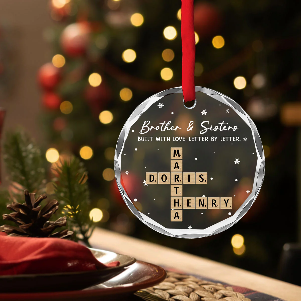 Our Bond Grows Letter By Letter - Personalized Custom Glass Ornament - Image 3